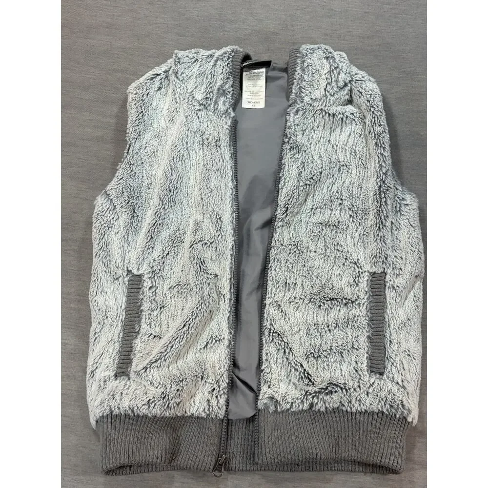 Patagonia Conejo Vest Women XSmall Gray Hooded Full Zip Faux Fur Fleece Pockets